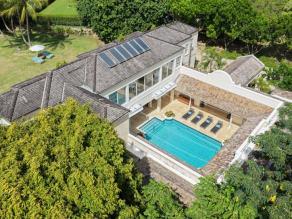 Westland Heights Windfall Pool deck view drone shot