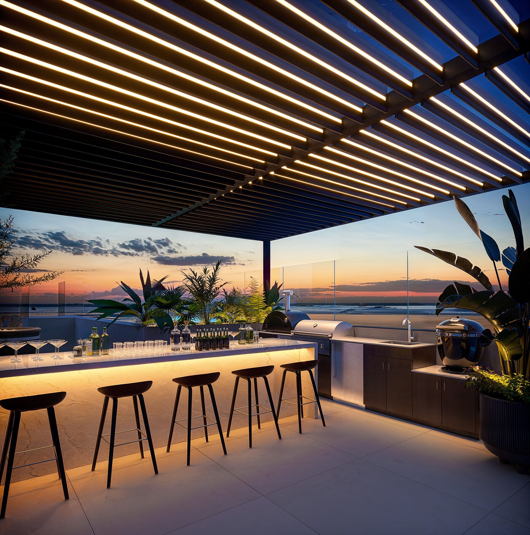 2 Dolce Vita Rooftop Lounge Bar at Sunset