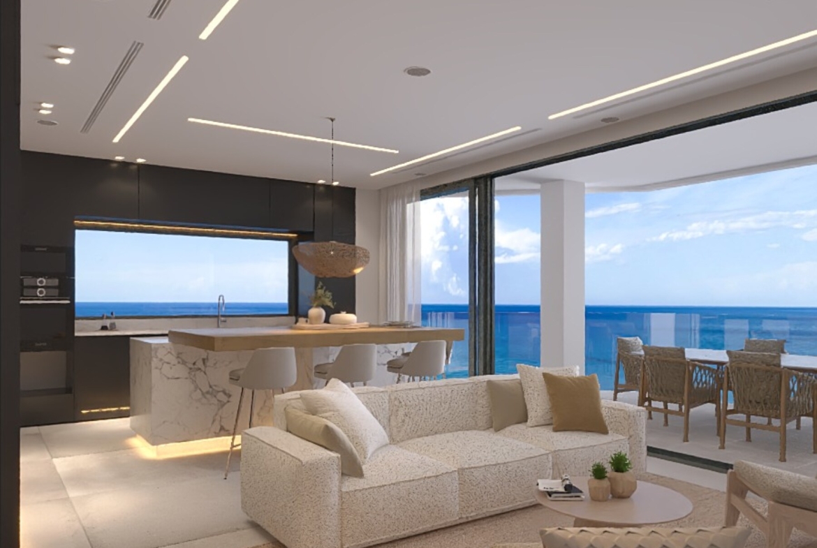 Dolce Vita Living room and kitchen with se views both sides