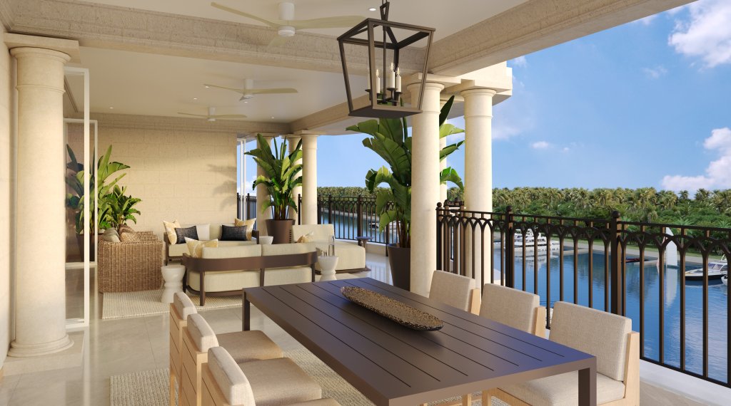 Pendry Residences Barbados patio marina view