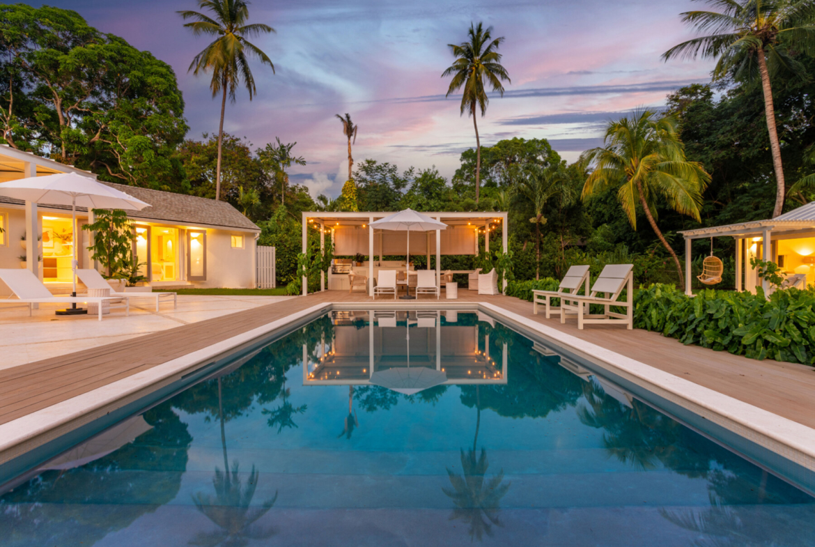 honeycomb house pool sunset