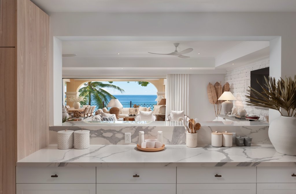 sandy cove 203 beachfront barbados kitchen seaview